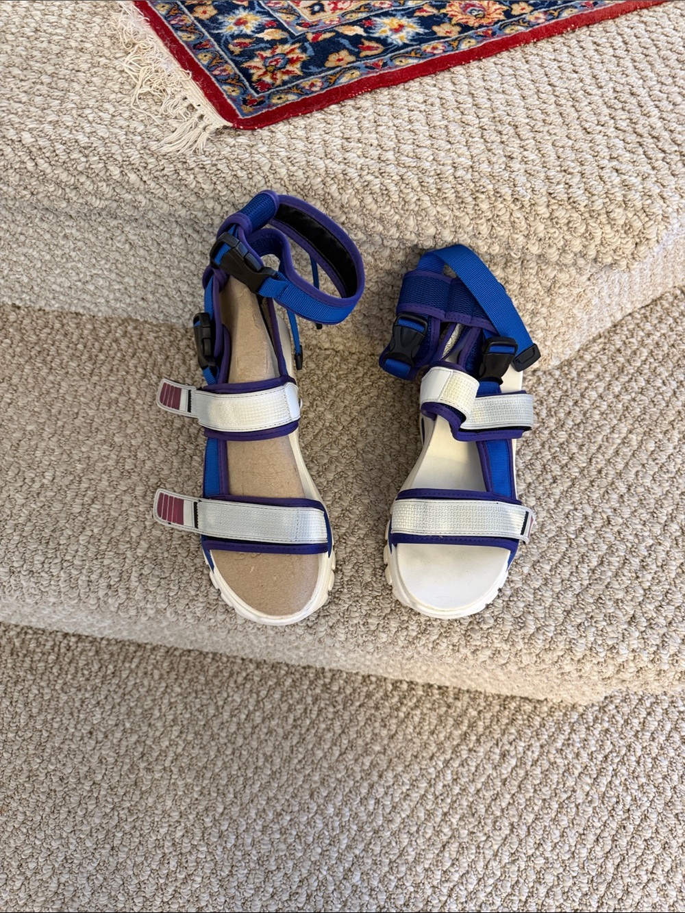 Women’s Blue and White Sport Strap Sandals